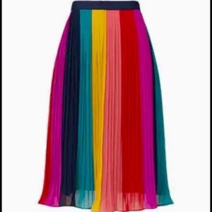 J Crew Sunburst Pleated Midi Skirt in Rainbow
